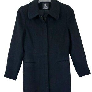 Women's Peruvian Connection Baby Llama & Lambswool Black Trench Coat Size 10